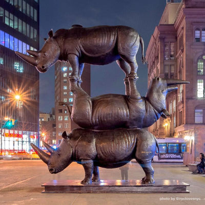 Giant Rhino Statue Finds New Home in Downtown Brooklyn